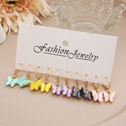 acrylic creative simple color butterfly pendant 5 pairs of earrings setpicture4