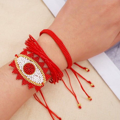 personality red beaded bracelet devil's eye handmade bracelet jewelry's discount tags