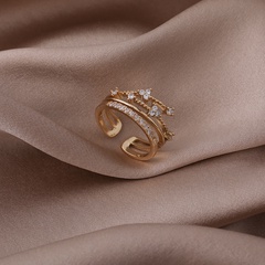 Korean fashion branch ring female micro-inlaid zircon light luxury copper ring