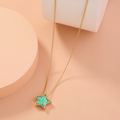 European and American simple green resin five-pointed star metal necklace