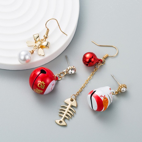 Chinese trend pearls rhinestones festive asymmetric long drop earring NHLN564374's discount tags