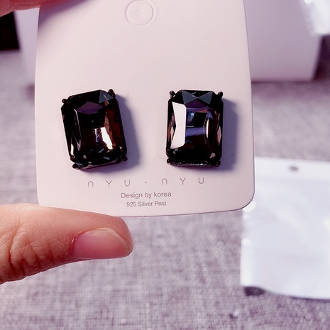 black shining square French zircon earrings copper stud earring's discount tags