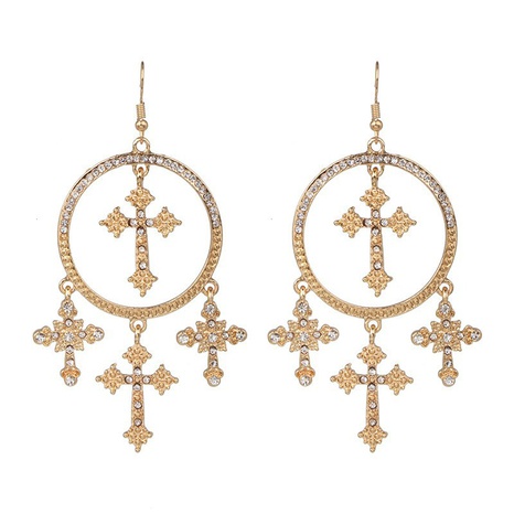 European and American jewelry alloy simple cross circle earrings  NHJJ564397's discount tags