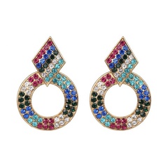 European and American creative simple hollow round color diamond earrings