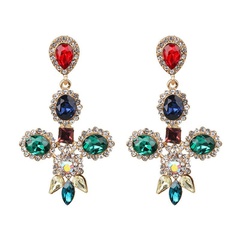 new European and American creative personality cross diamond earrings