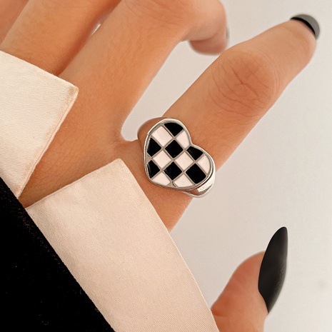 new black and white heart ring creative geometric oil drop index finger ring's discount tags