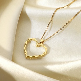 new goldplated hollow heartshaped necklace womens stainless steel triangle zircon necklacepicture8
