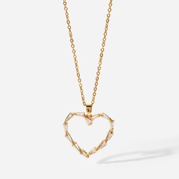 new goldplated hollow heartshaped necklace womens stainless steel triangle zircon necklacepicture11