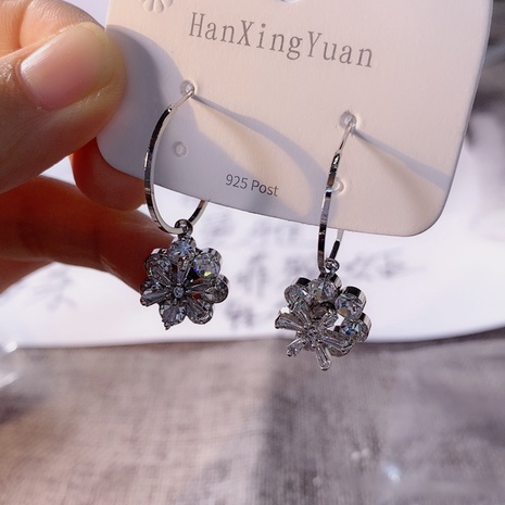 diamond flower zircon earrings niche copper hoop earring NHIQ566377's discount tags