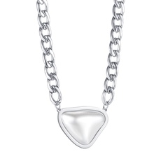 European and American niche design hip-hop thick chain heart pearl titanium steel necklace