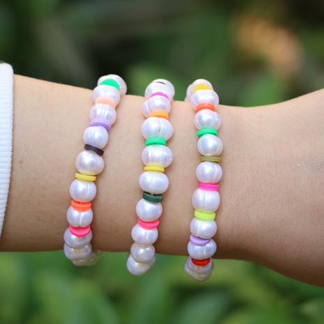 European and American new style personalized color beaded pearl bracelet NHWEI564484's discount tags