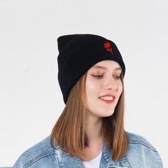 Korean fashion trend rose flower knitted hat warm and cold-proof autumn and winter new woolen hat