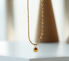 Mode Kleine Goldperle Diamant Klaue Diamant Titanstahl 18K Vergoldete Halskette