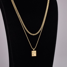 New 18K gold simple doublelayer titanium steel necklace female long sweater chainpicture8