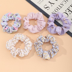 Floral intestine hair ring simple hair rope new fabric multi-piece suit rubber band hair rope