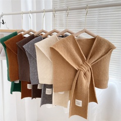 Bufanda gruesa de chal de lana de punto de otoño e invierno de color puro