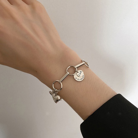 fashion simple bracelet heart-shaped round tag irregular chain bracelet jewelry NHLON564640's discount tags