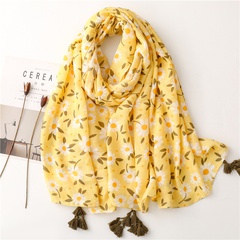 spring new herringbone pattern yellow flower beach towel shawl big gauze scarf