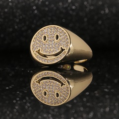 new style smiley ring copper inlaid zircon ring retro jewelry personalized ring