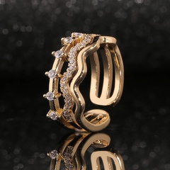 new geometric multilayer ring fashion hand jewelry copper-plated gold zircon ring