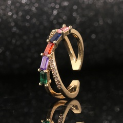 new fashion jewelry double layer cross design color zircon ring retro ring