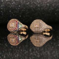 new fashion hand jewelry copper platedgold inlaid zircon ring geometric ring couple ring