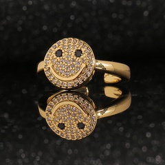 Simple fashion jewelry smiling face niche design open ring