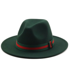 European and American autumn and winter new style big brim hat fashion flat brim top hat woolen jazz hats