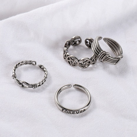 Europe and America ring set retro metal distressed rings's discount tags