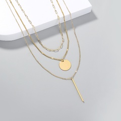 European and American fashion multilayer geometric disc chain tassel pendant necklace