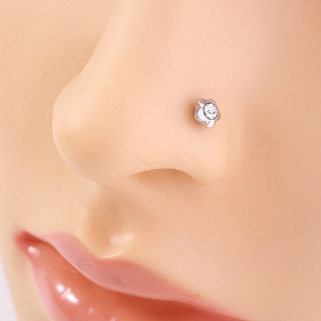 stainless steel diamond-studded five-pointed star magnetic nose ring piercing jewelry NHDB564825's discount tags