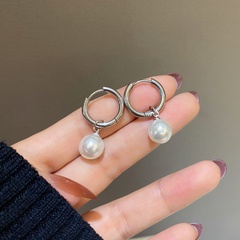 elegant pearl personality simple beautiful titanium steel drop earring