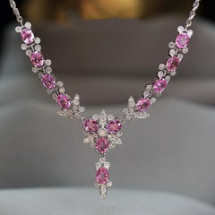 light luxury butterfly full diamond necklace micro diamond pink diamond necklace