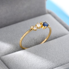 nuevo anillo de circonita azul femenino luz de lujo nicho joyería anillo de cobre geométrico