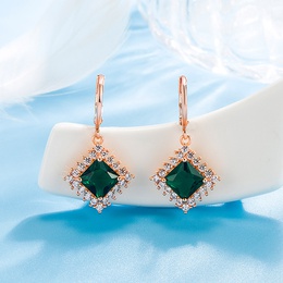 retro square emerald long diamond emerald copper ear buckle earing clipspicture6