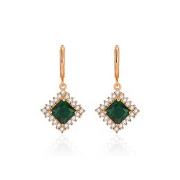 retro square emerald long diamond emerald copper ear buckle earing clipspicture10
