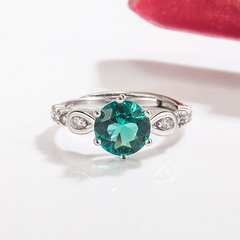 fashion 14K gold diamond emerald ring female European and American copper jewelry