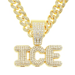 European and American hiphop rock full of diamond stitching letter pendant mens necklacepicture6