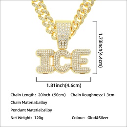 European and American hiphop rock full of diamond stitching letter pendant mens necklacepicture7
