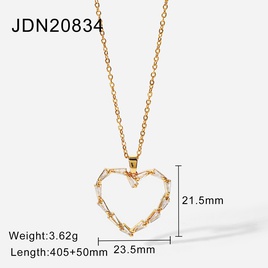 new goldplated hollow heartshaped necklace womens stainless steel triangle zircon necklacepicture12