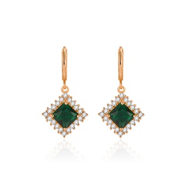 retro square emerald long diamond emerald copper ear buckle earing clipspicture12