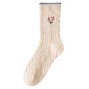 Modesocken blau gestreift mittlere Schlauchstickerei kleine florale Socken aus gekmmter Baumwollepicture8