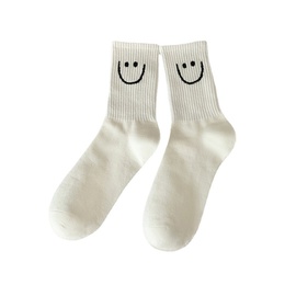fashion smiley face socks black and white medium tube college style cotton sockspicture10