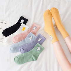 simple medium tube cotton socks printing cartoon cute bear cotton socks