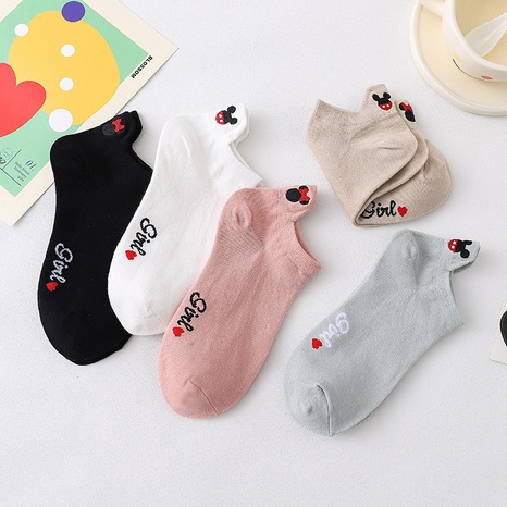dünne Socken Mundliebe Mickey bestickte unsichtbare Bootsbaumwollsocken Koreanische Version's discount tags