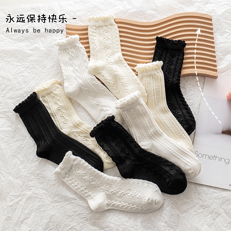 RetroStil im japanischen Stil Spitze Mittelrohr dnne Damensocken Baumwollsocken