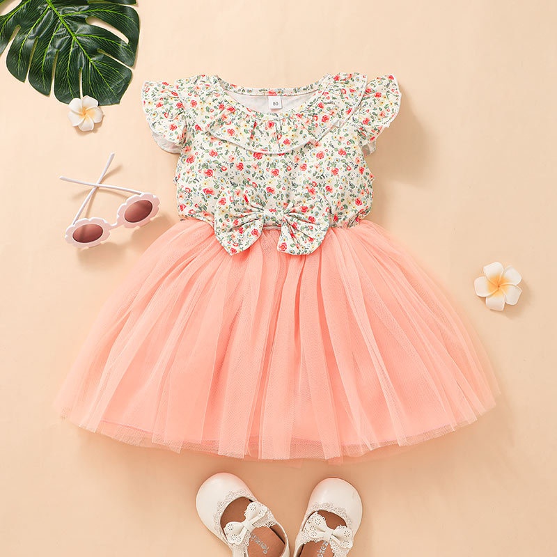 Summer childrens clothing female baby stitching floral skirt girls dress