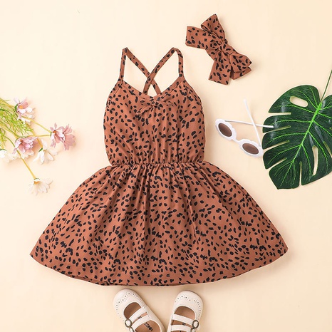 La nouvelle robe de mode jupe à bretelles imprimé léopard pour filles's discount tags