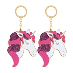 Creativo goteo lindo unicornio de dibujos animados llavero colgante bolsa de aleación accesorios