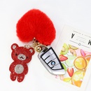 new style diamondstudded Korean flannel cute bear heart keychainpicture7